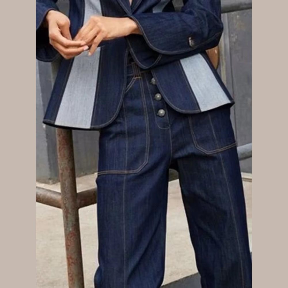 jean femme évasé retroussé taille haute