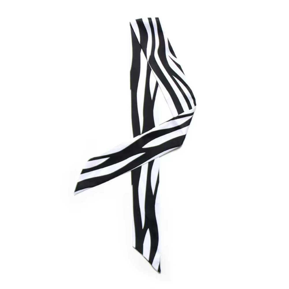 Foulard fin ruban imprimé zèbre