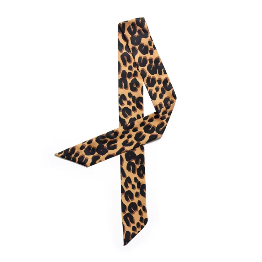 Foulard fin ruban imprimé léopard