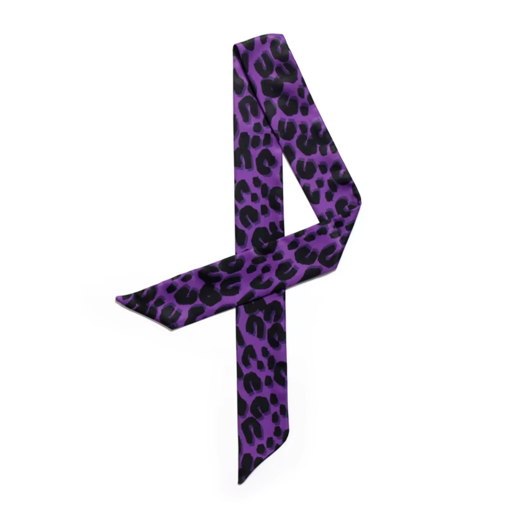 Foulard fin ruban imprimé violet