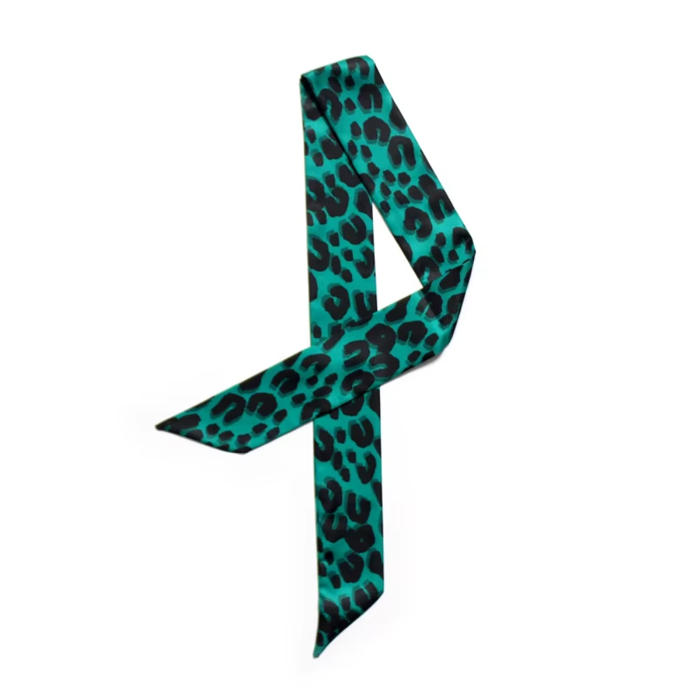 Foulard fin ruban imprimé vert