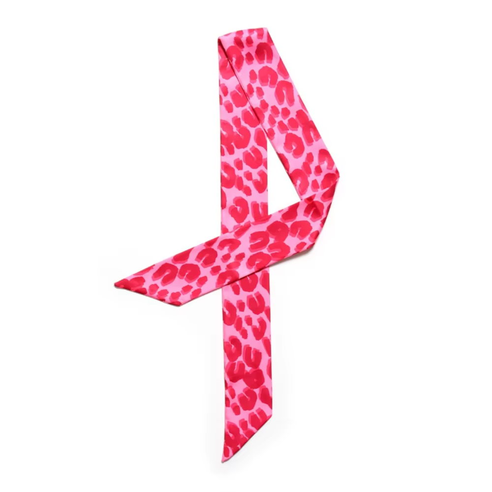 Foulard fin ruban imprimé rose