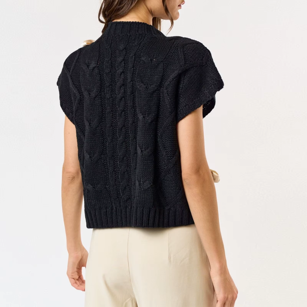 pull sans manches tricot noeud noir (3)
