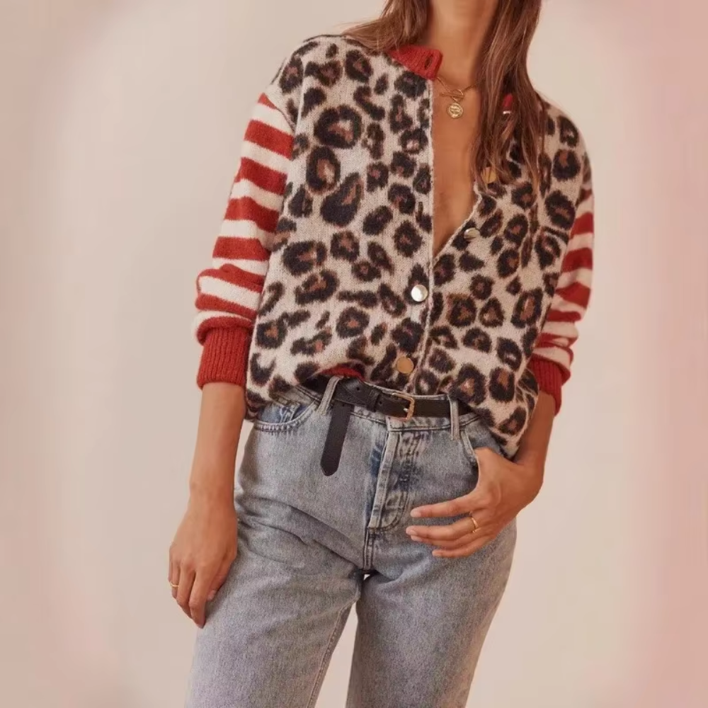 cardigan en laine imprimé léopard pour femme (2)