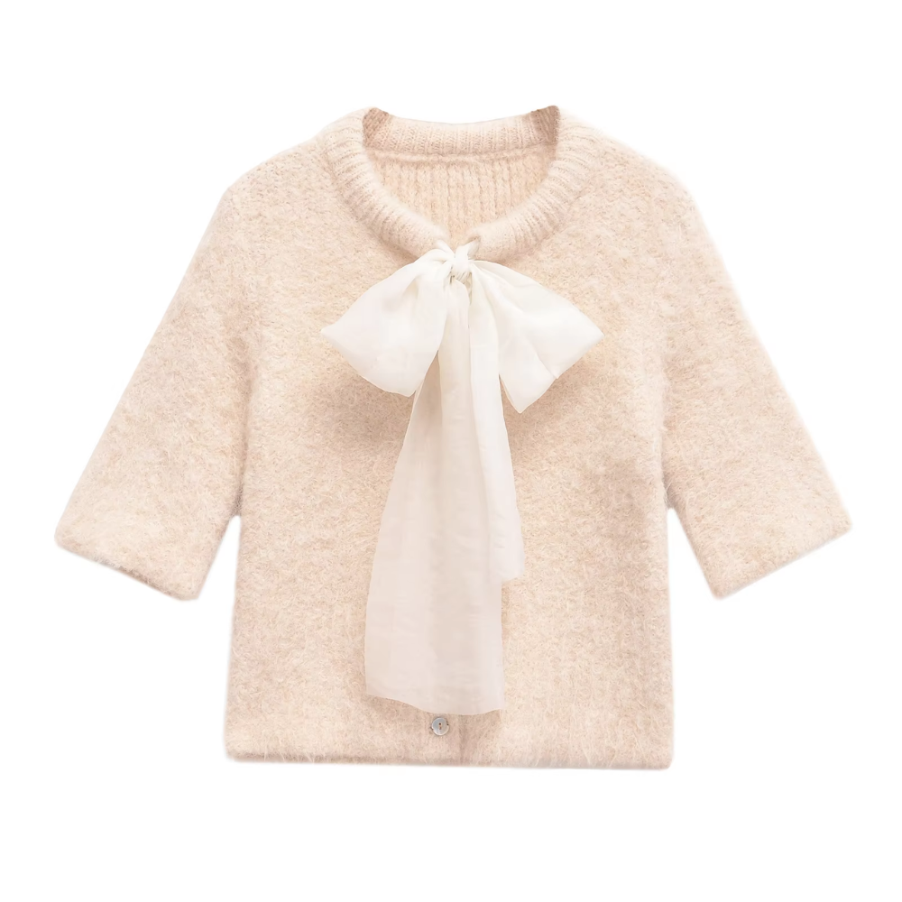Gilet à manches courtes avec nœud papillon blanc