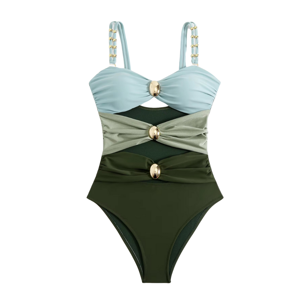 Maillot de bain une pièce échancré multicolore (5)