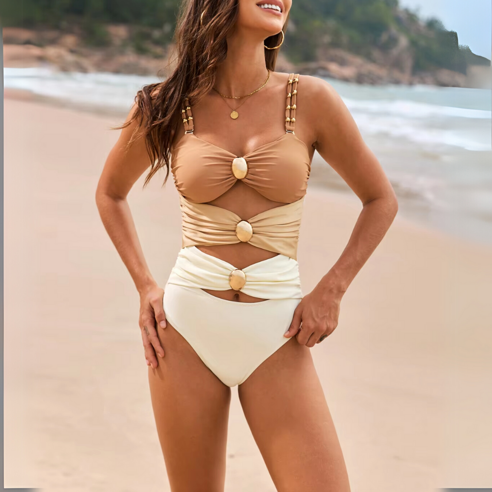 Maillot de bain une pièce échancré multicolore (8)