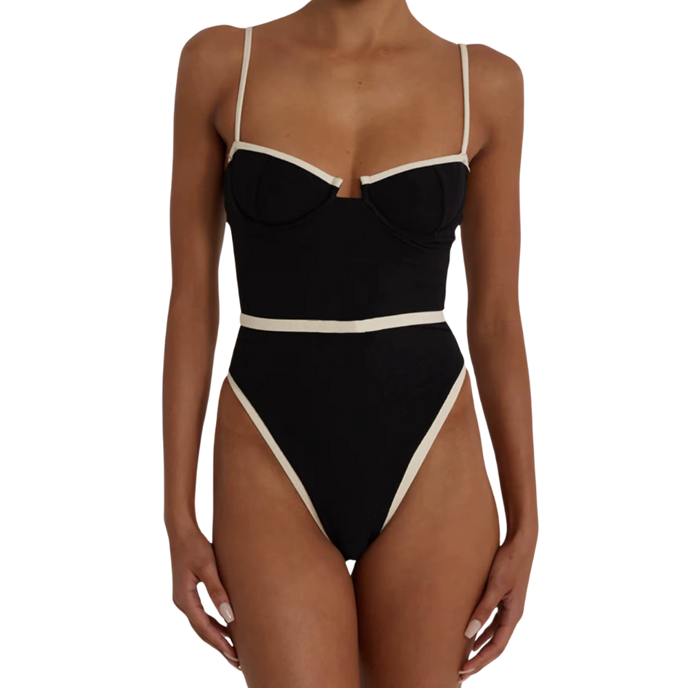 Maillot 1 pièce noir blanc Alexine (5)