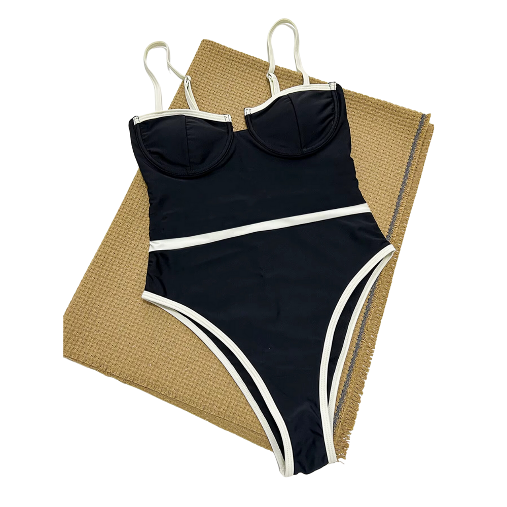 Maillot 1 pièce noir blanc Alexine (4)