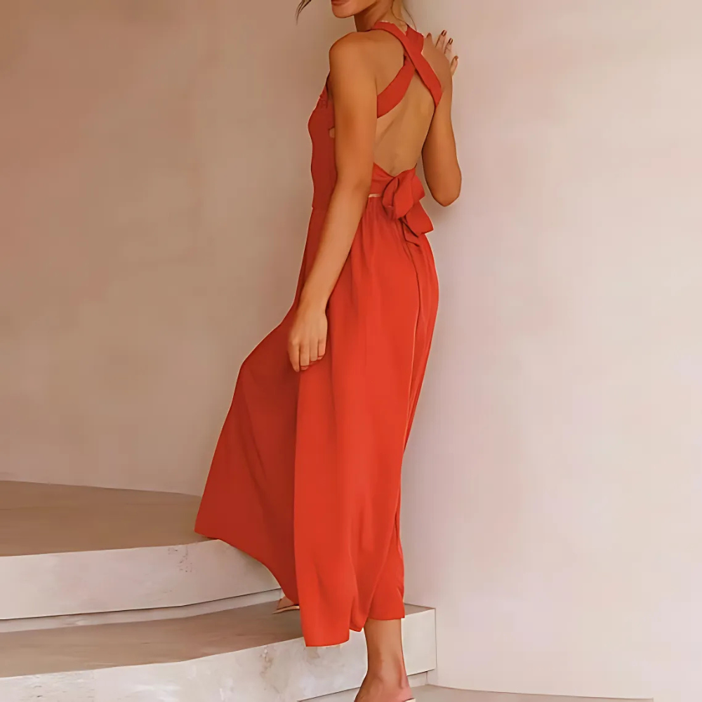 Robe longue à dos nu croisé pour femme (2)