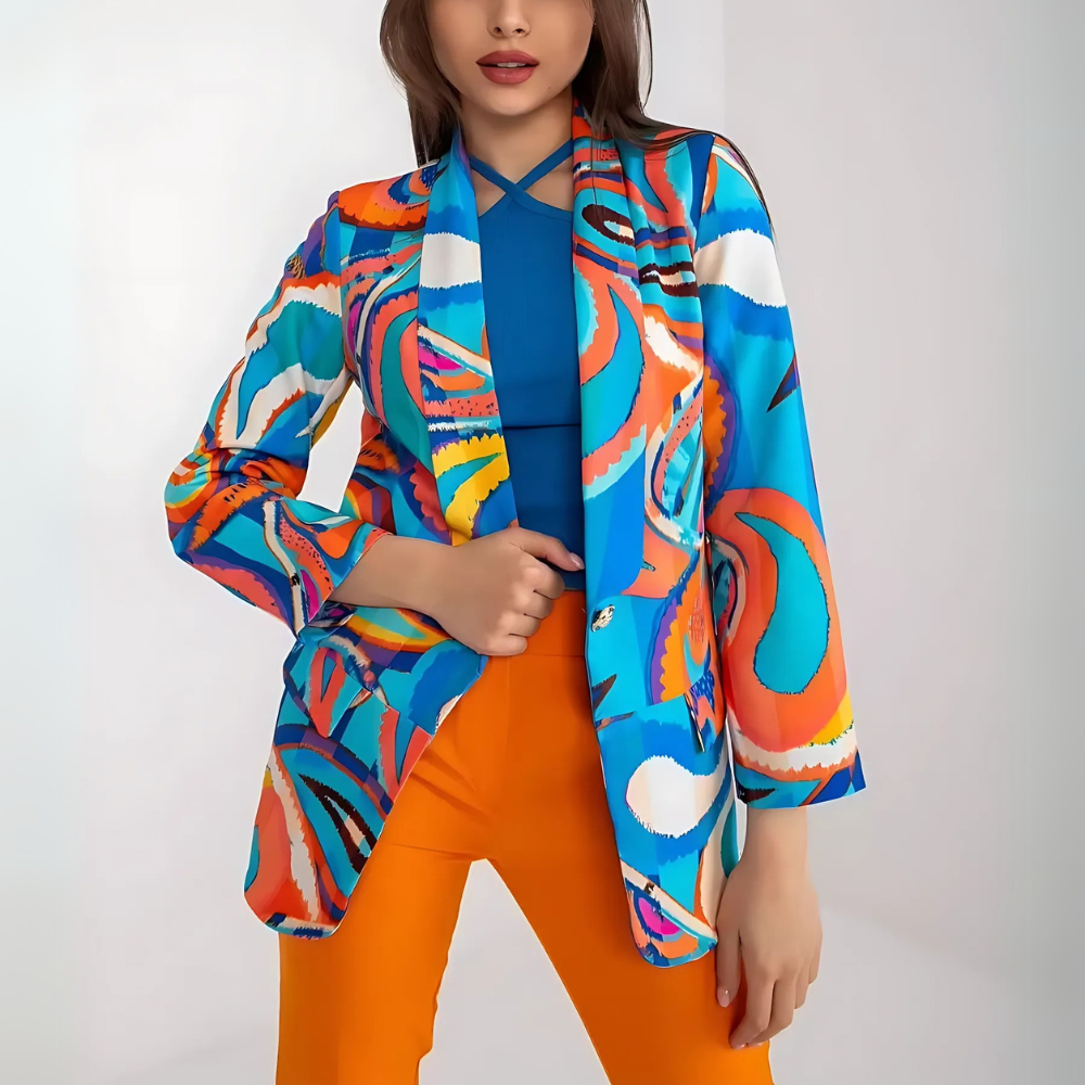 Blazer imprimé bleu tendance femme