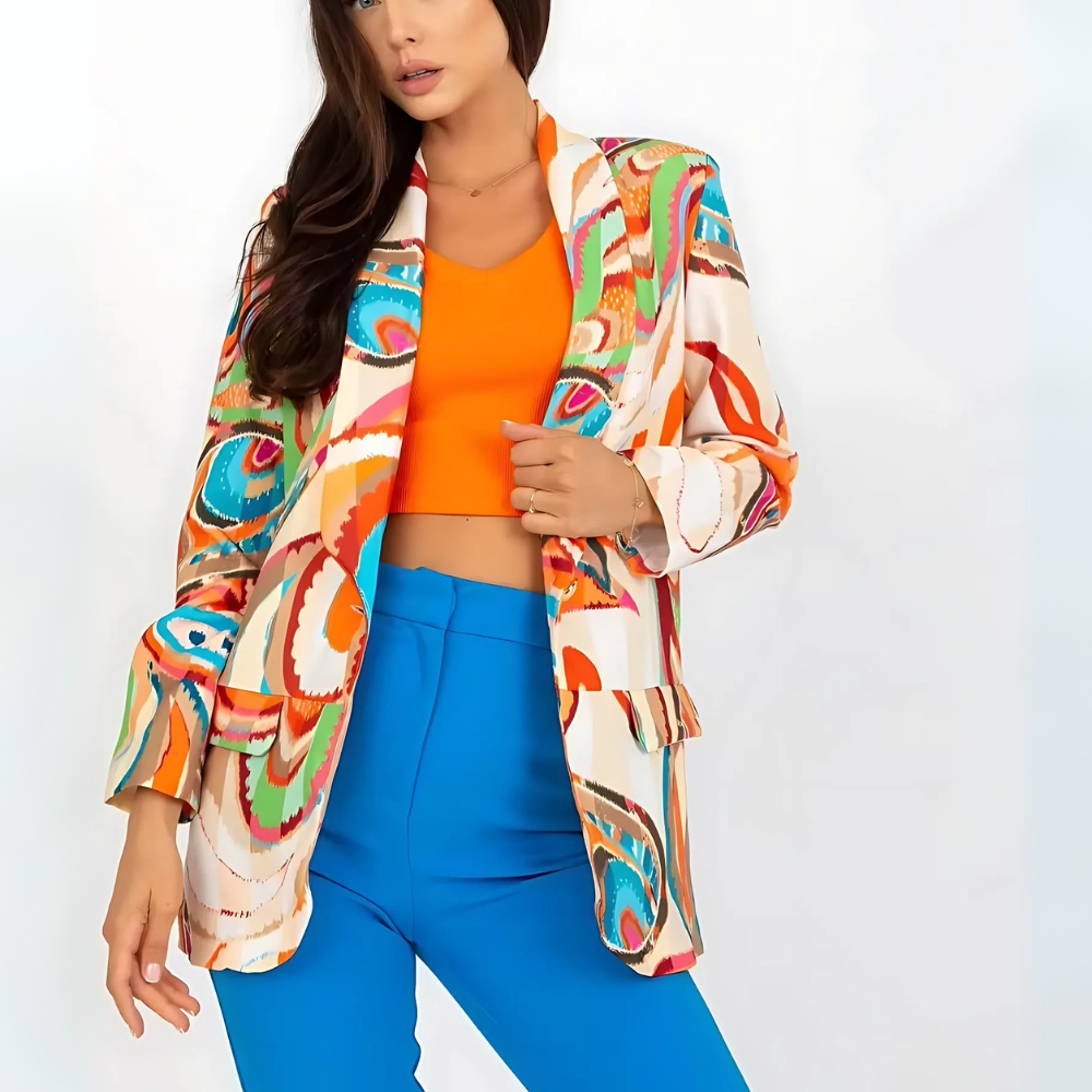 Blazer imprimé orange tendance femme