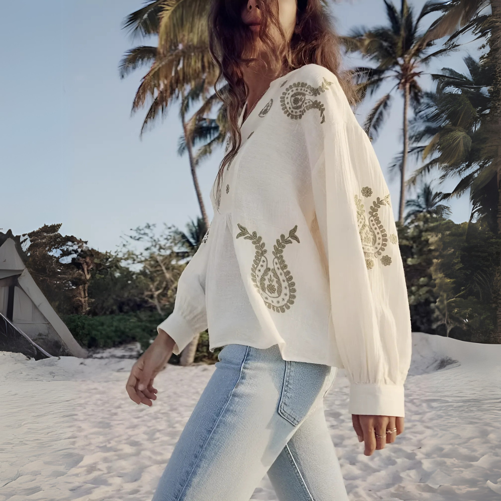 blouse blanche brodée