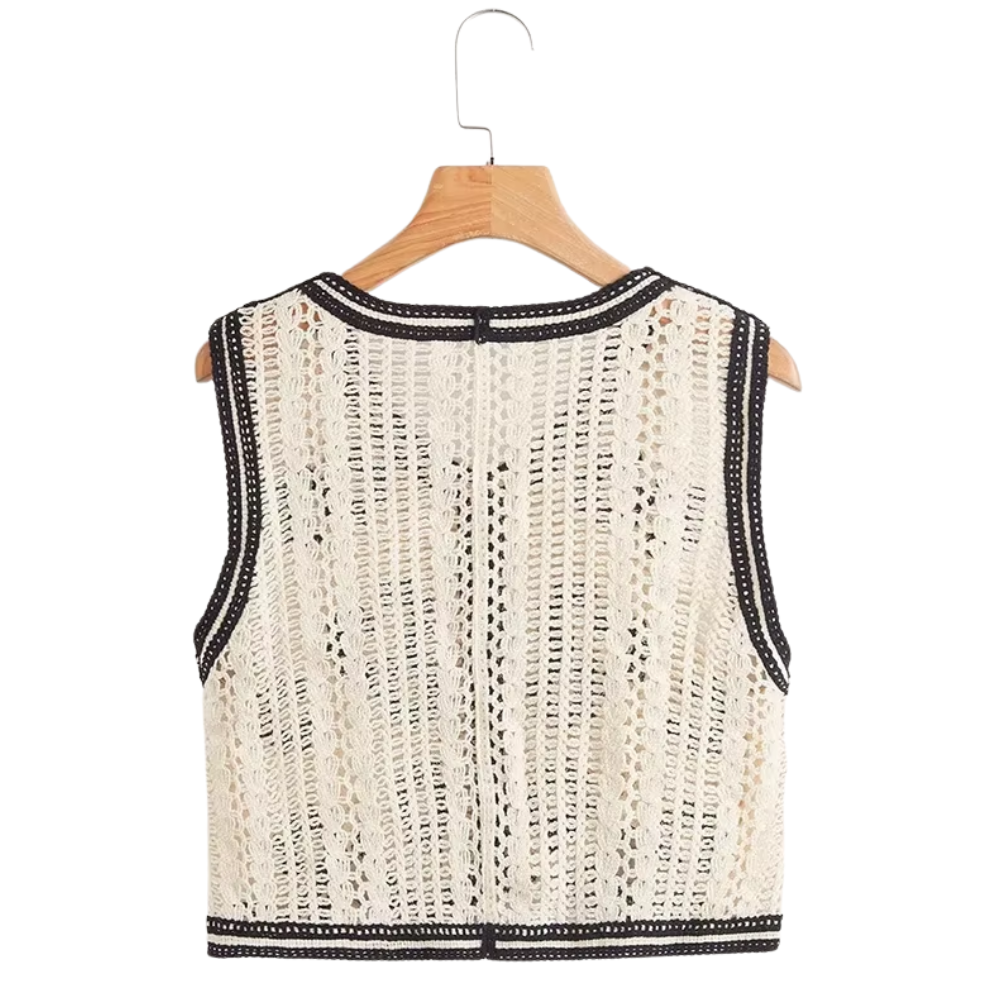 top en crochet noir et blanc femme