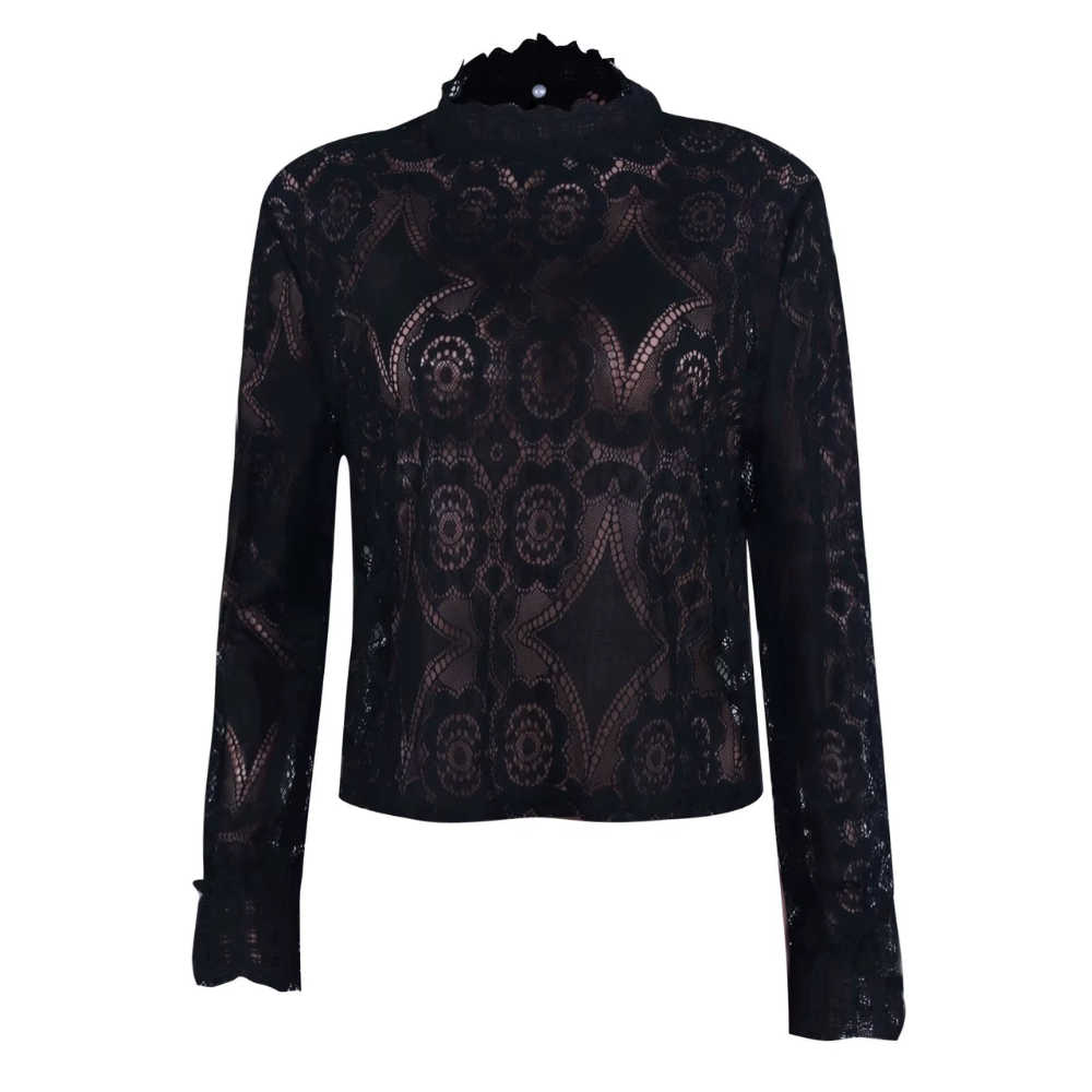 Blouse dentelle noire femme