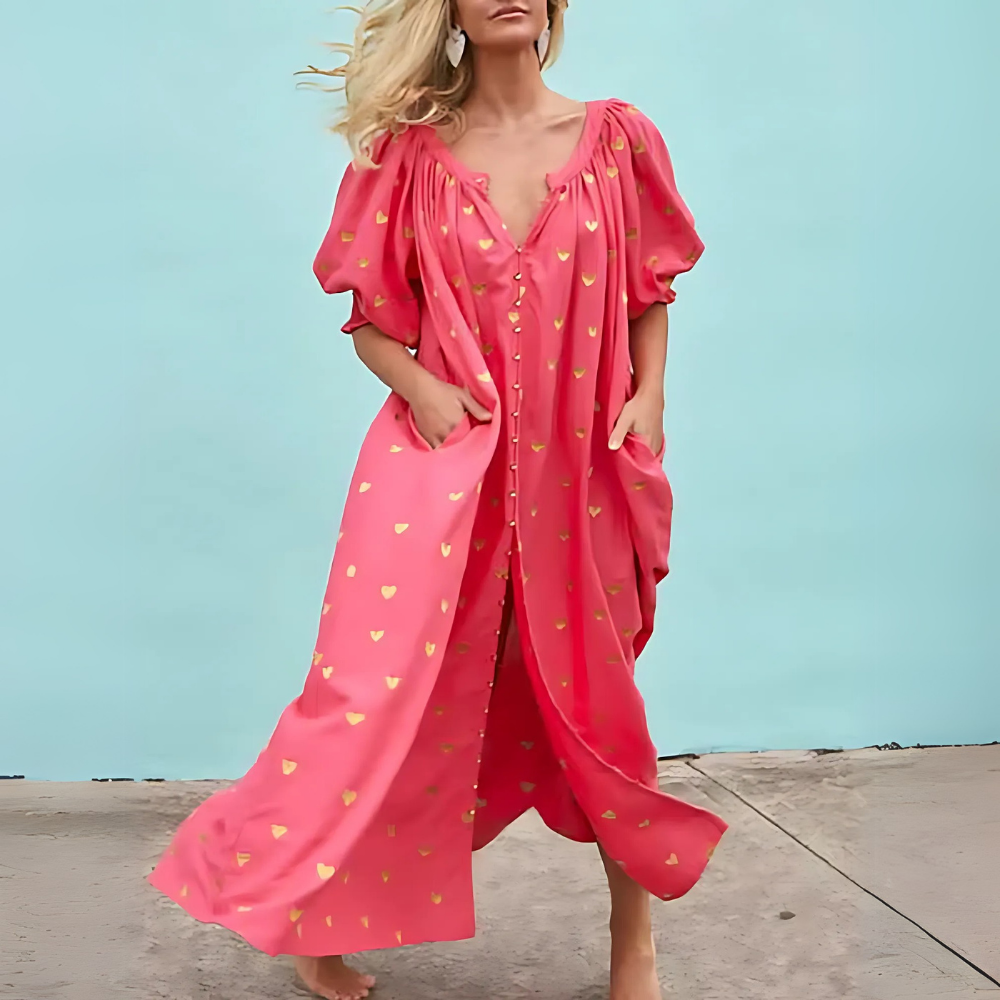 robe longue rose imprimée (2)