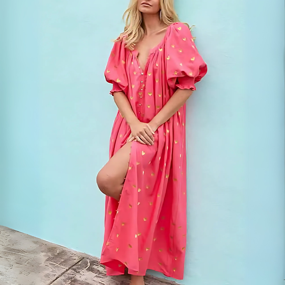 robe longue rose imprimée (4)