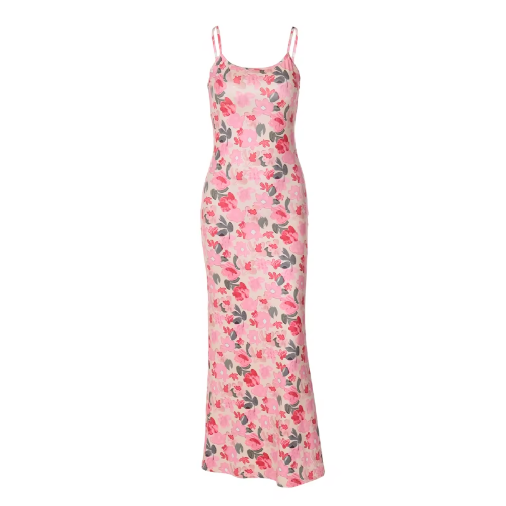 Robe longue à bretelles fleurie (4)