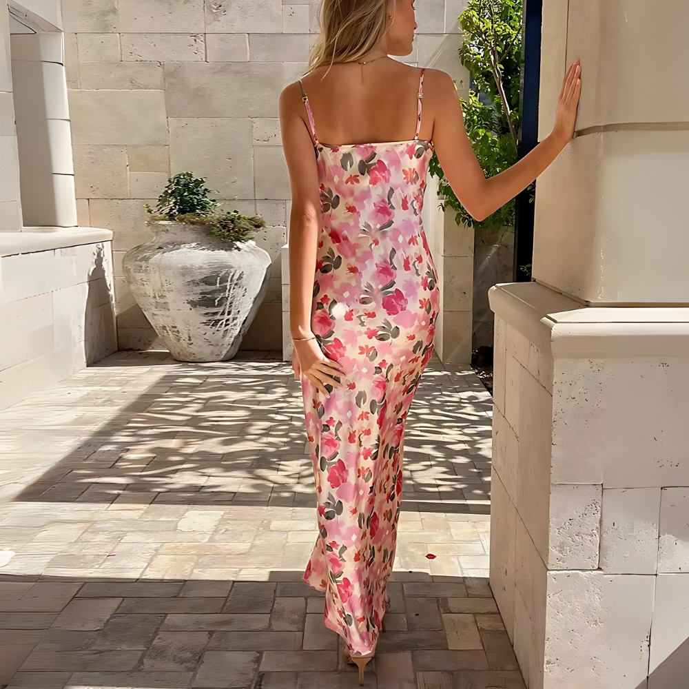 Robe longue à bretelles fleurie (2)