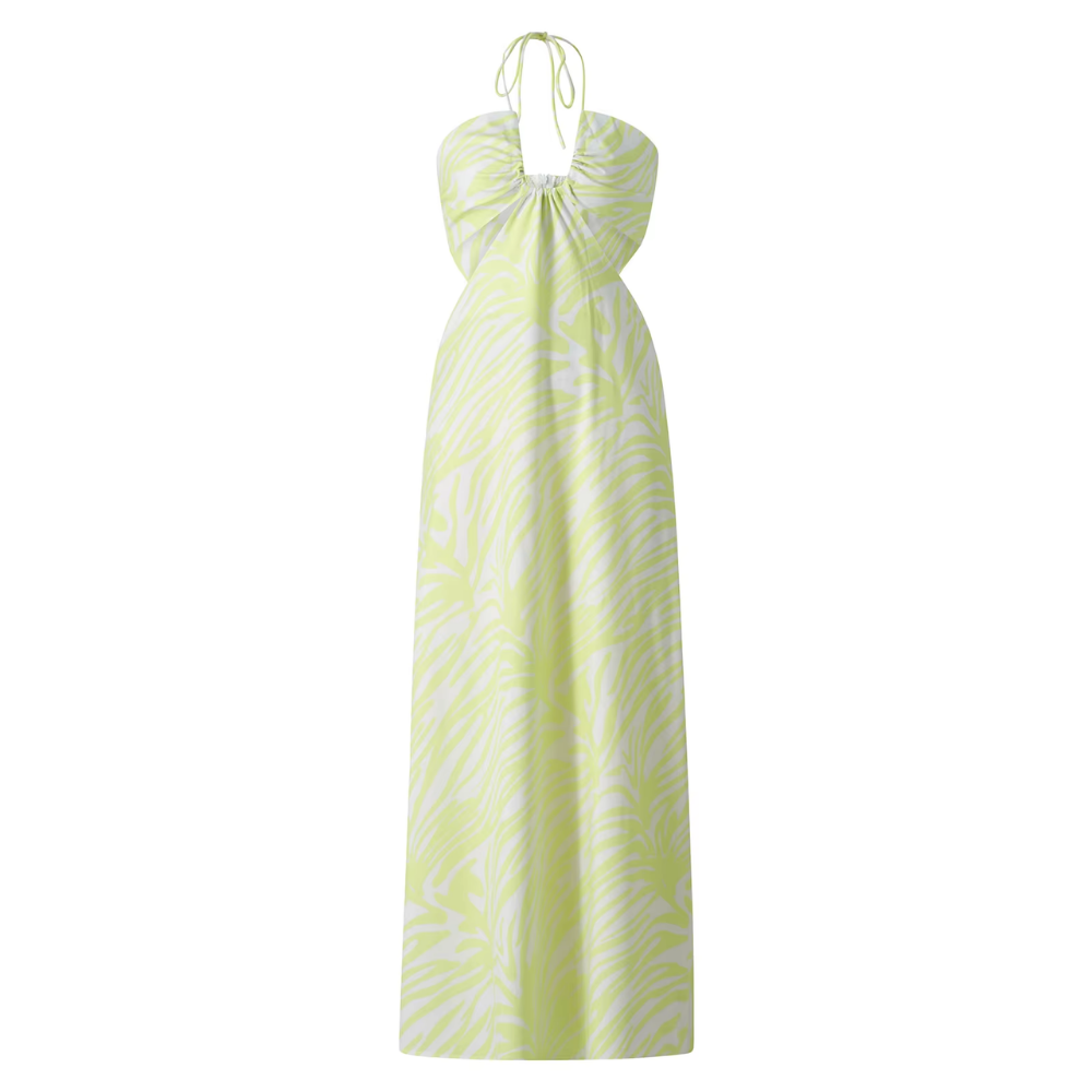 robe longue  dété satinée chic jaune (3)
