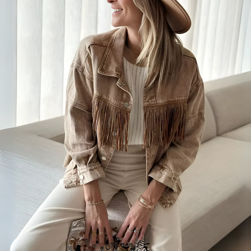 veste en jean rétro à franges femme (4)
