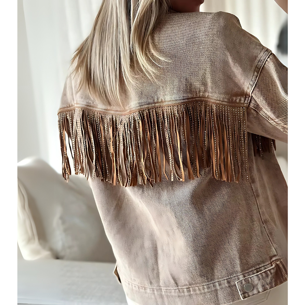veste en jean rétro à franges femme (6)