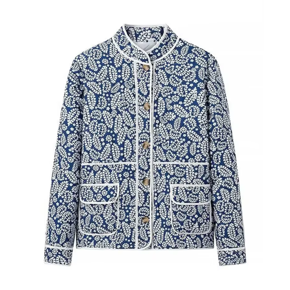 Veste en coton bleu fleurie femme (4)