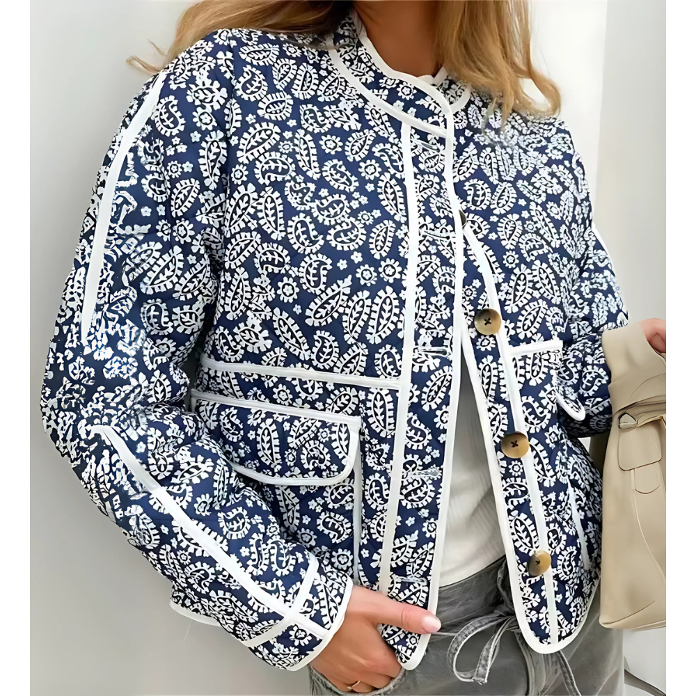 Veste en coton bleu fleurie femme (2)