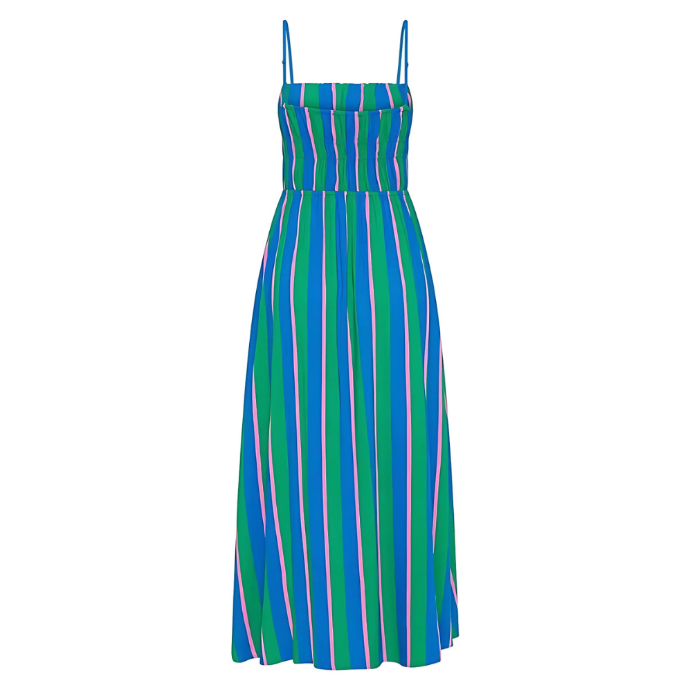 robe longue bleue à bretelles (4)