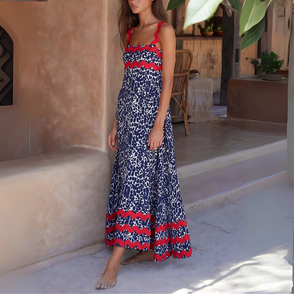 robe longue à bretelles imprimée (5)