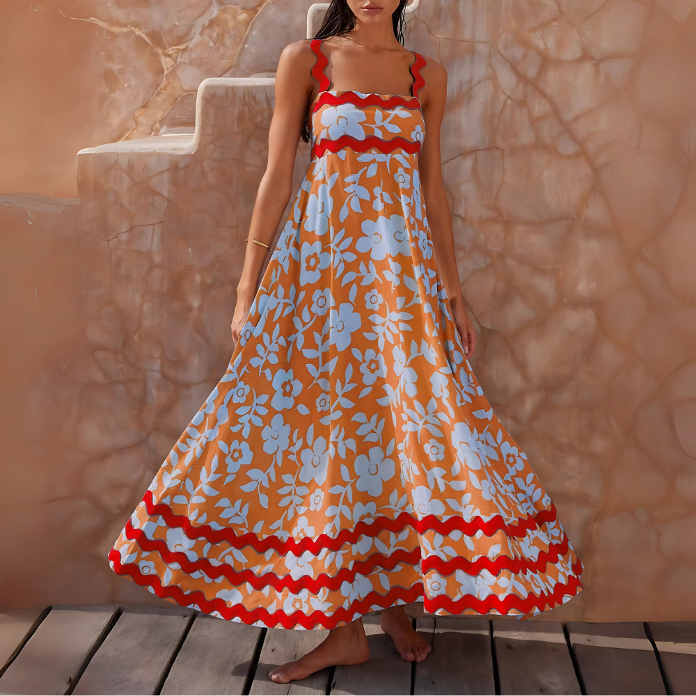 robe longue à bretelles imprimée