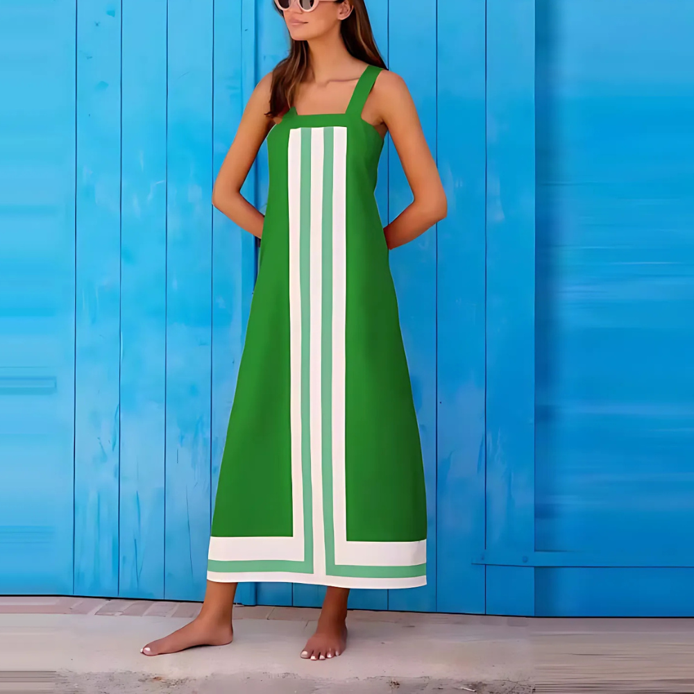 robe longue à bretelles verte (2)
