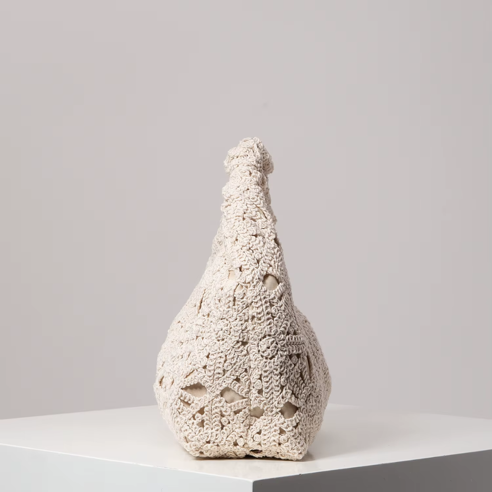 sac en crochet été blanc ornementé à fleurs