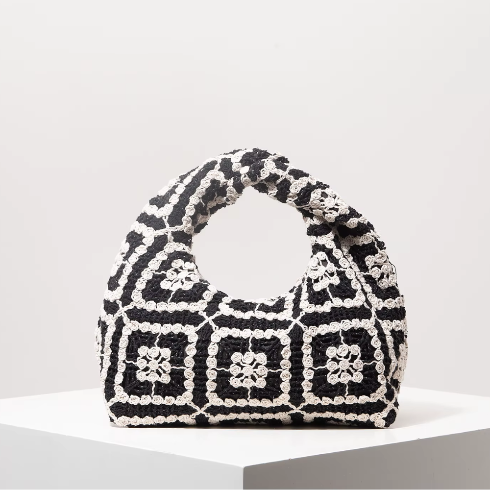 sac en crochet été noir et blanc