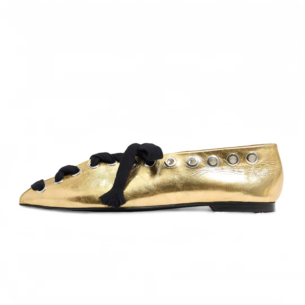 ballerines à lacets dorées