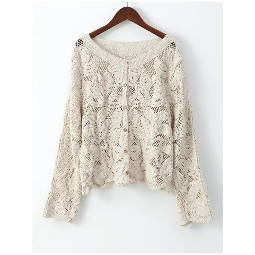 cardigan brodé en crochet blanc fleuri (2)