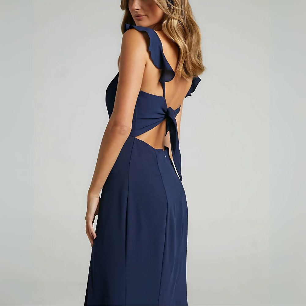 robe de soirée longue bleu chic