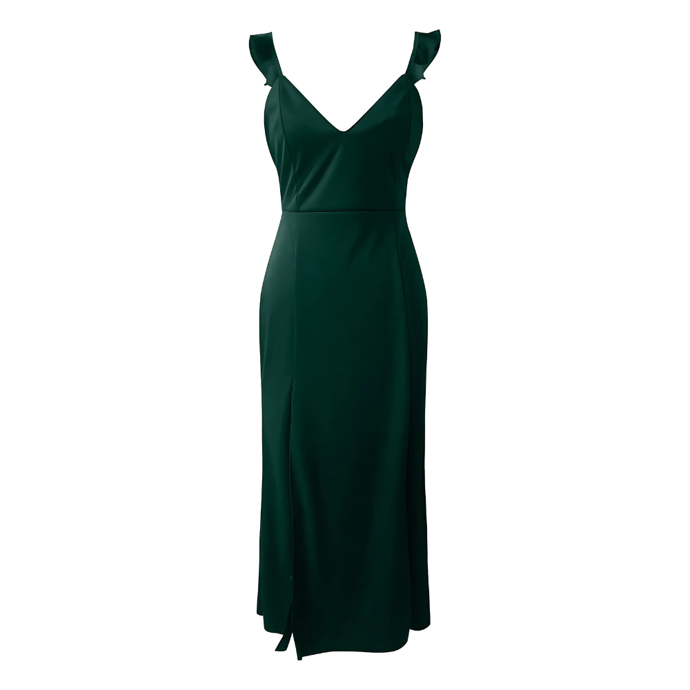 robe de soirée longue vert chic