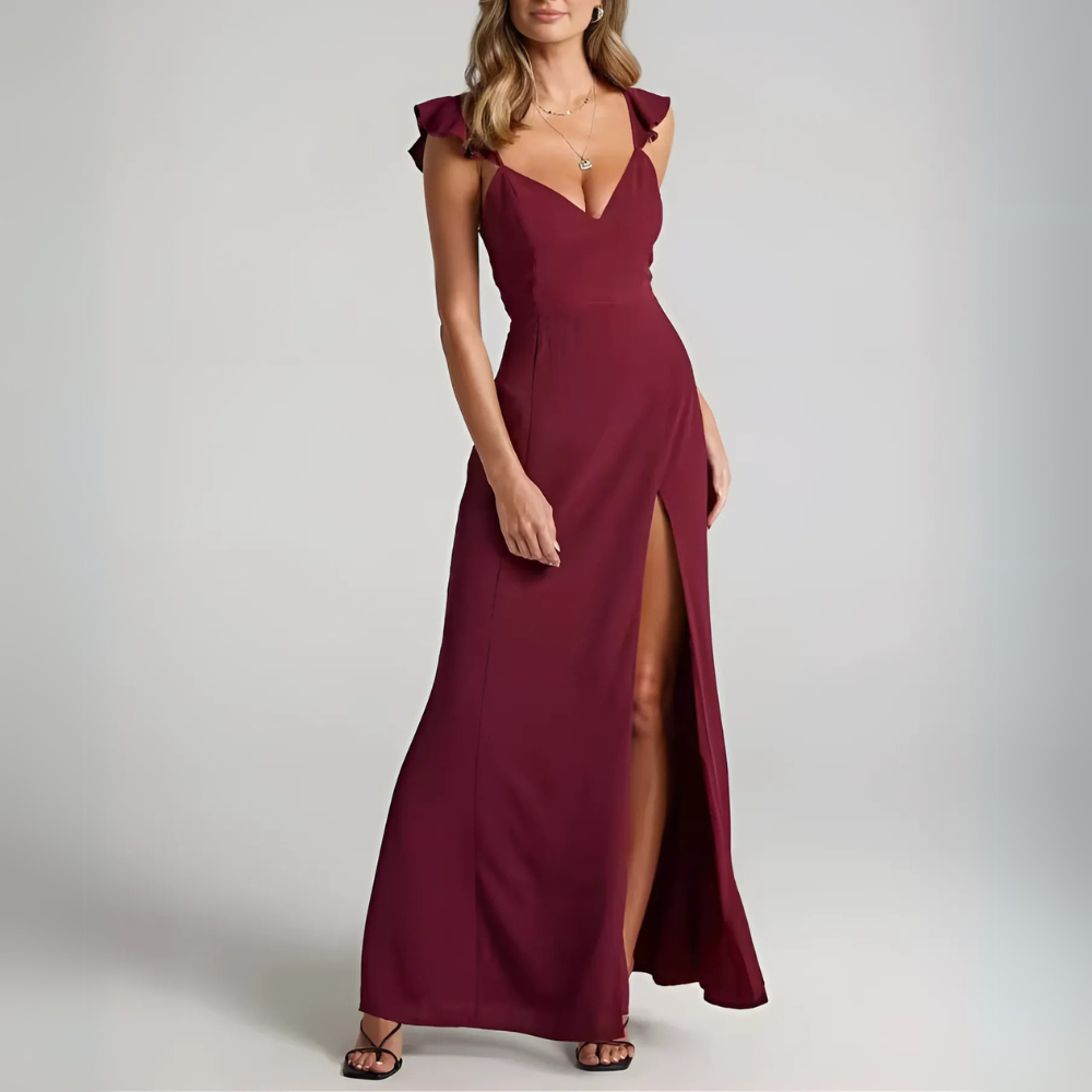 robe de soirée longue bordeaux