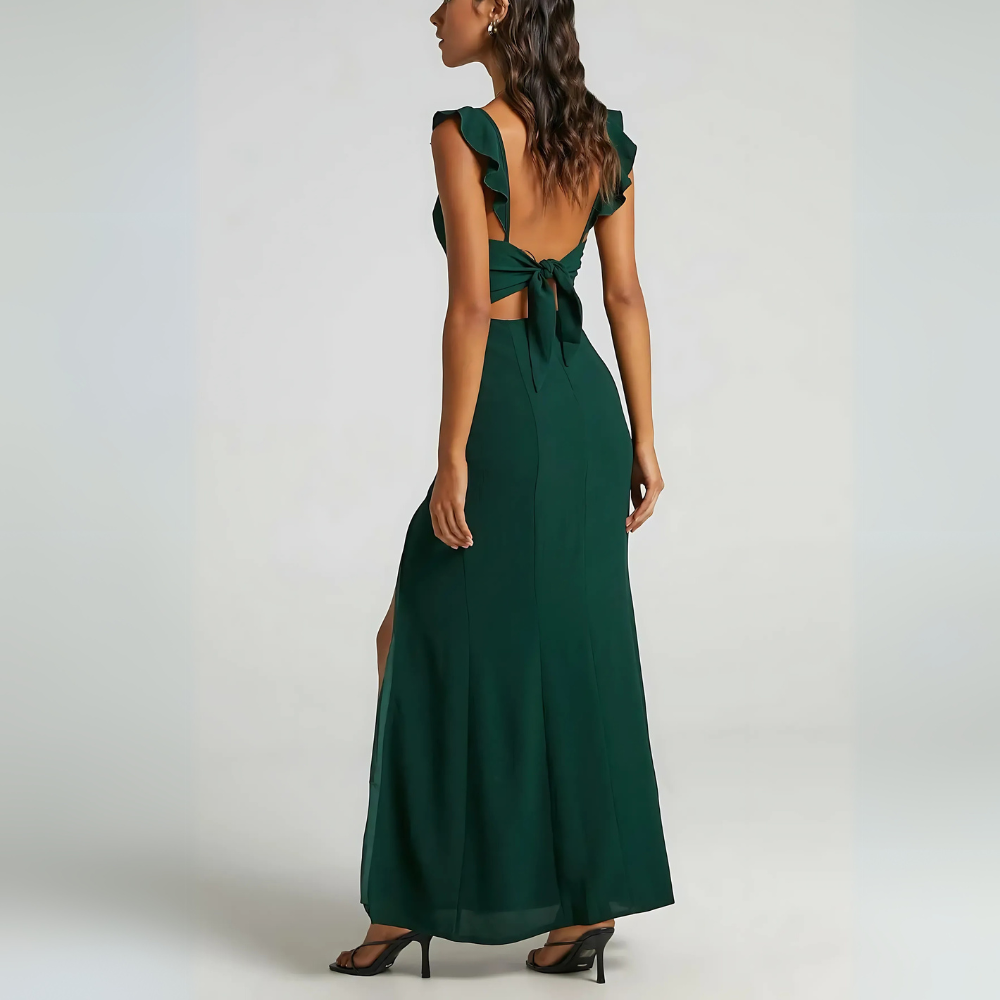 robe de soirée longue vert foncé