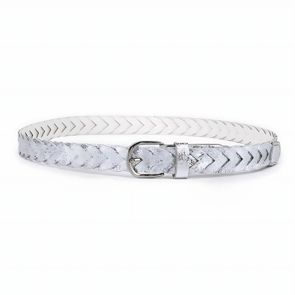 ceinture tressée en cuir argent (2)
