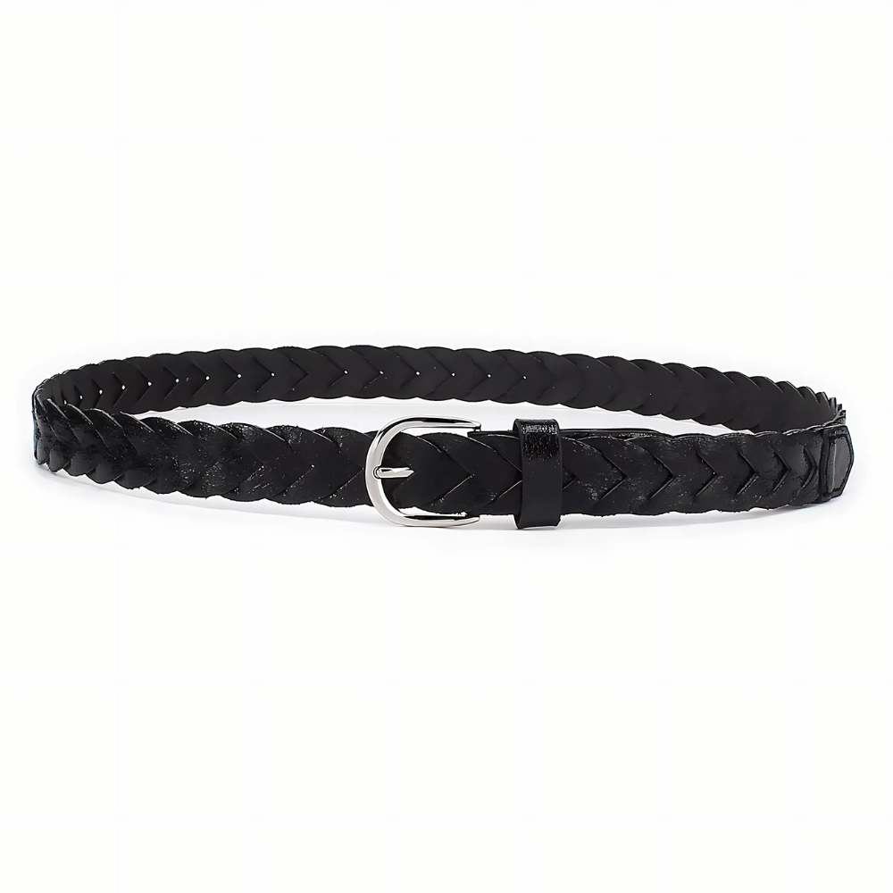 ceinture tressée en cuir noir (2)