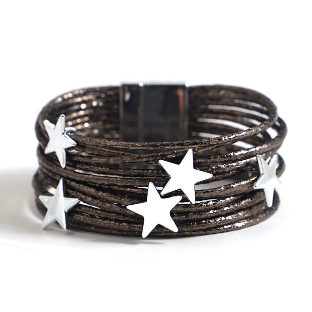 bracelet multi rang cordon étoile brillant