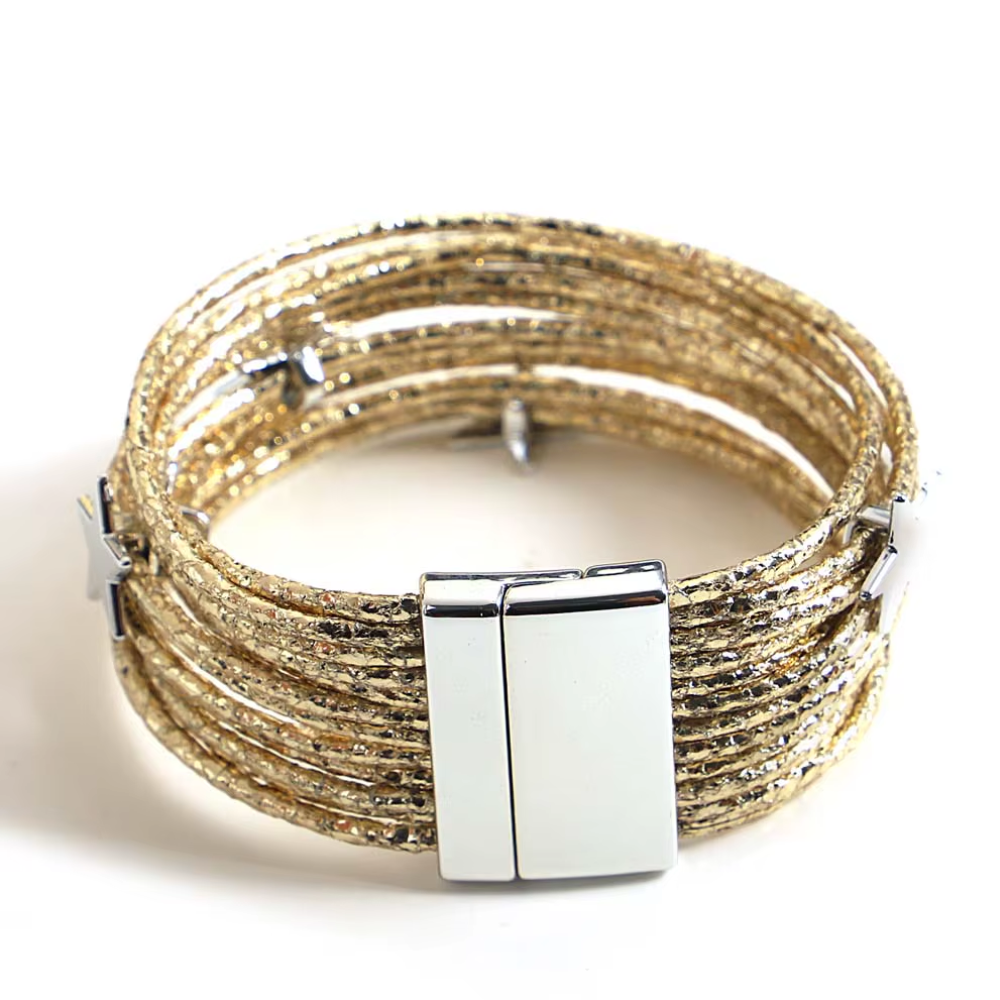 bracelet multi rang cordon étoile doré (2)
