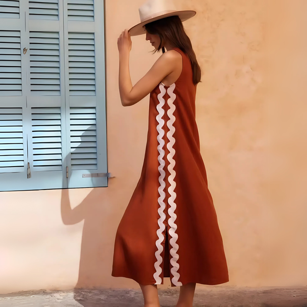 robe dété longue rouge brique