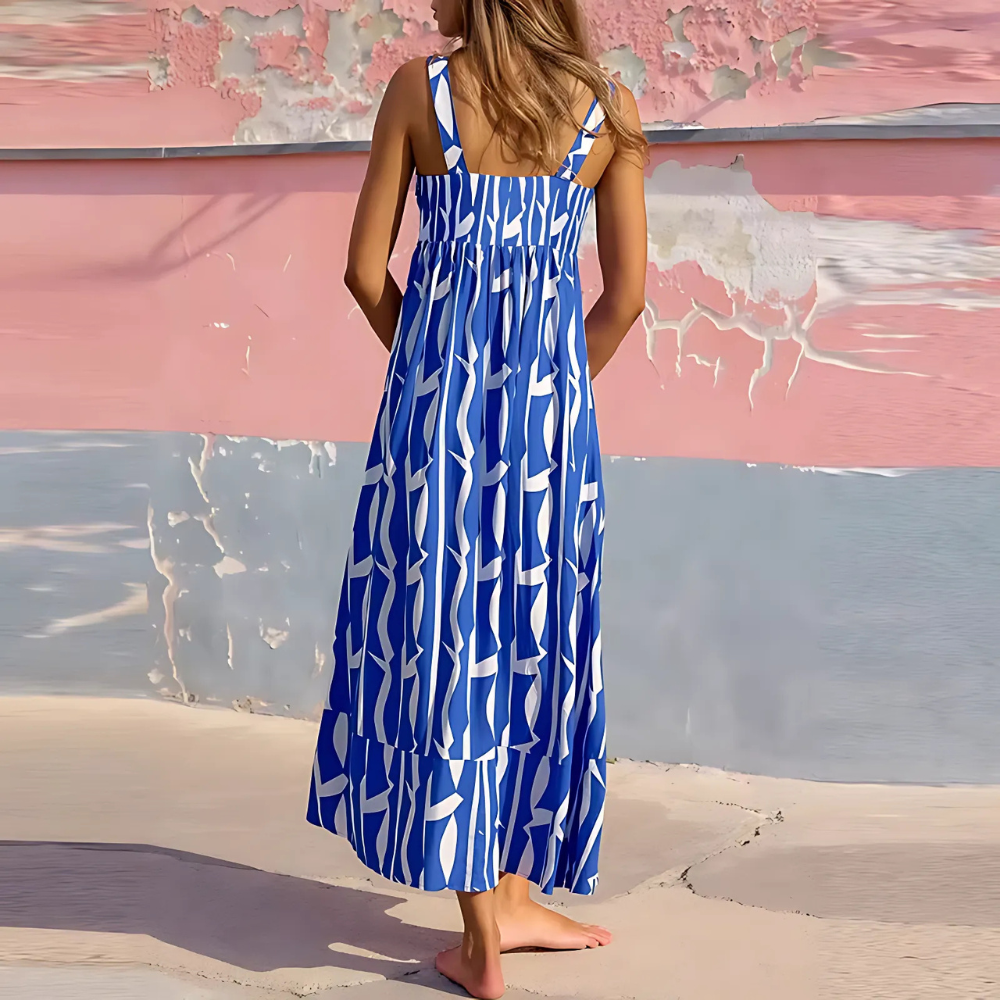 robe longue à bretelles été femme bleue