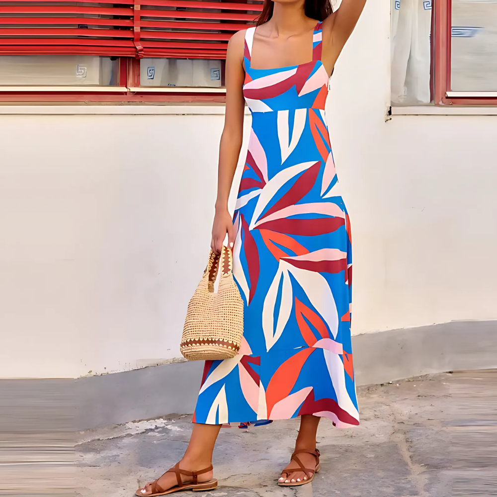 robe longue à bretelles été femme imprimée