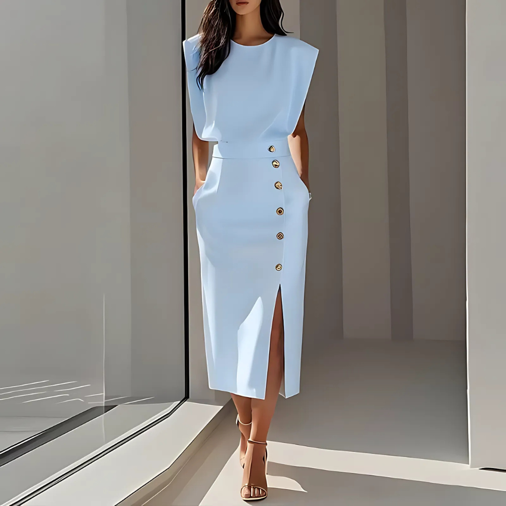 robe femme business bleu clair