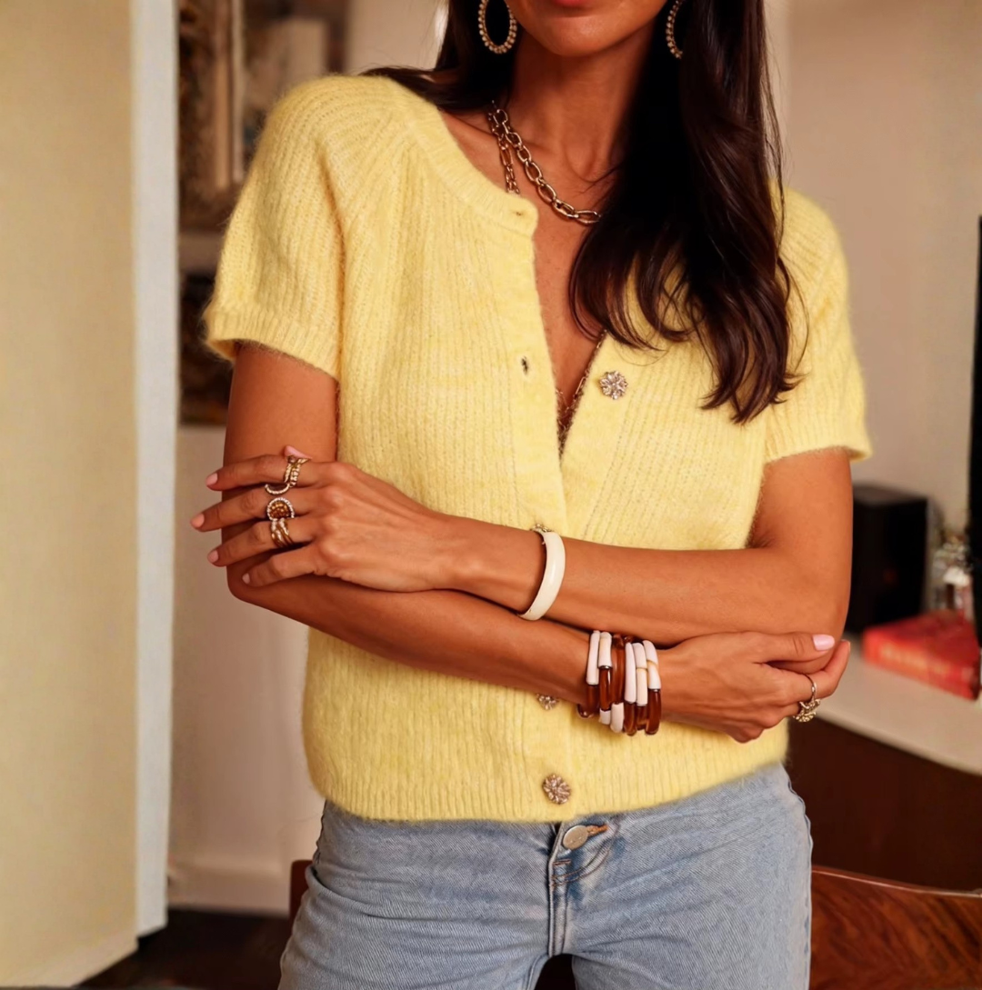 Gilet manche courte Tessa jaune (3)