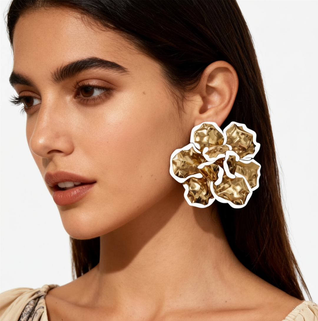 Boucles doreilles Calliopé dorées et blanches